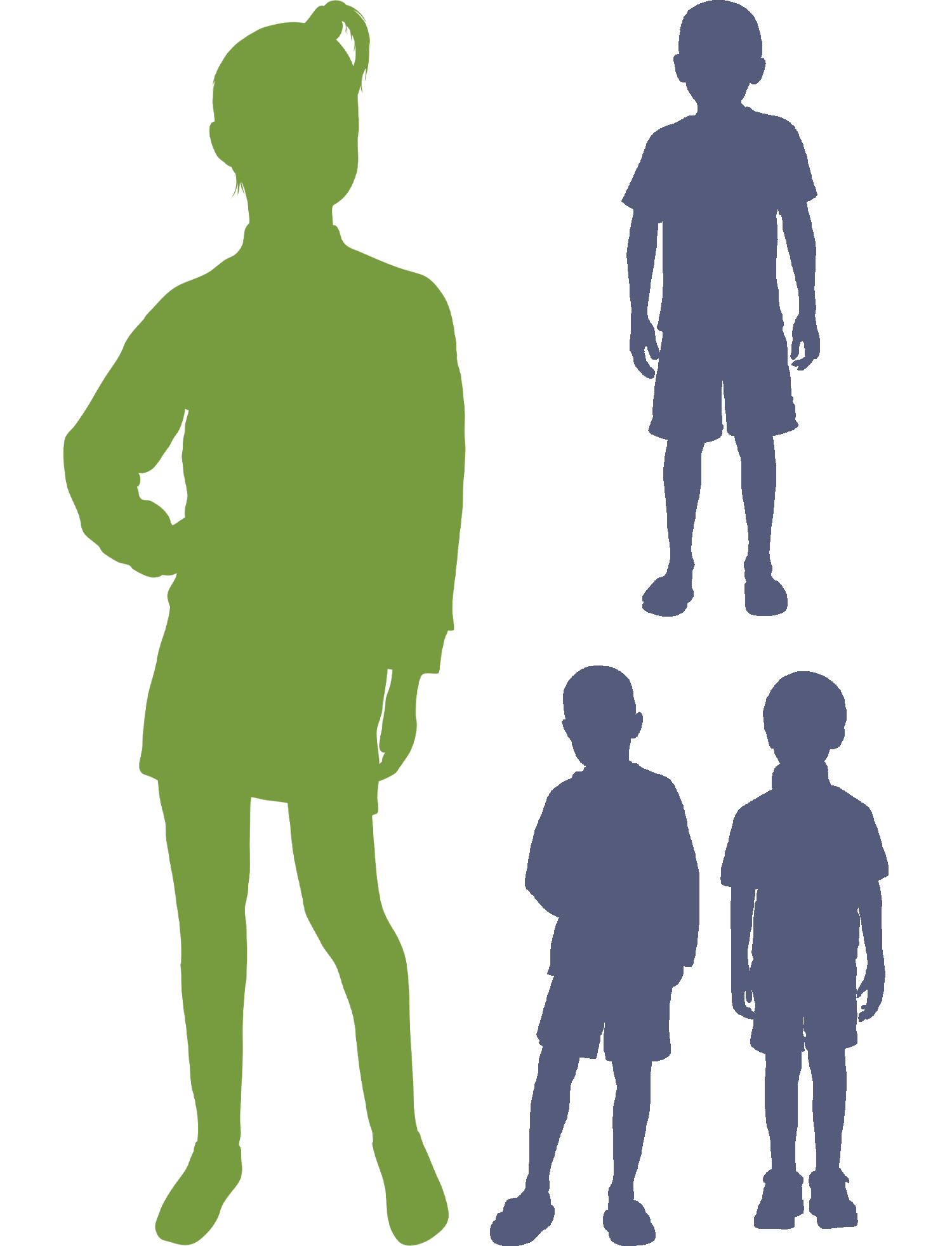 Illustration of one girl and four boys